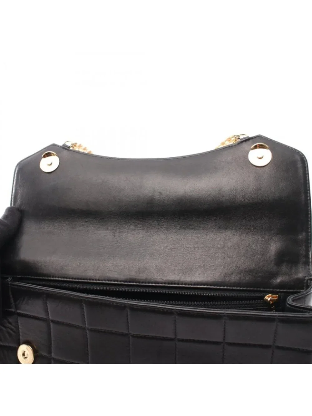 Chanel Shoulder Bag Choco Bar Pearl Chain Black Lambskin